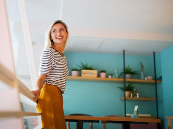 Portrait of beautiful young woman smiling and enjoying life